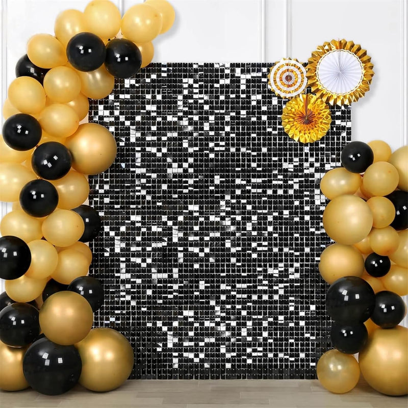AM ANNA Sequin Wall Panels, 30PCS Shimmer Backdrop Stand, Rainbow Silver Square Decoration for Photo Backdrops, Party, Anniversary, Engagement