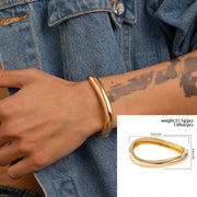 Spring Chunky Gold Bangle Bracelets, Trendy Wide Wrist Cuff Bracelet, Stackable Statement Bangles, Wedding Party Travel, Fashion Jewelry Set for Women and Girls