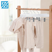 ZOBER Wooden Hanger with Clips for Kids - Premium Adjustable Non-Slip Hangers for Toddlers, Children & Baby Clothes - Durable & Space-Saving Design for Organizing the Cloths Pack of 5 (White)
