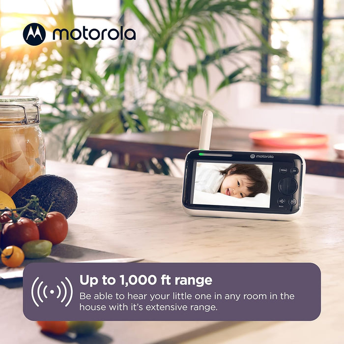 Motorola Nursery PIP1610 - Two 5" Display HD Camera Baby Monitors W/ 2-Way Audio, WiFi, App Connectivity, & 1000 FT Range - Wall Mount W/Remote Pan/Tilt/Zoom, Room Temp, & Lullabies