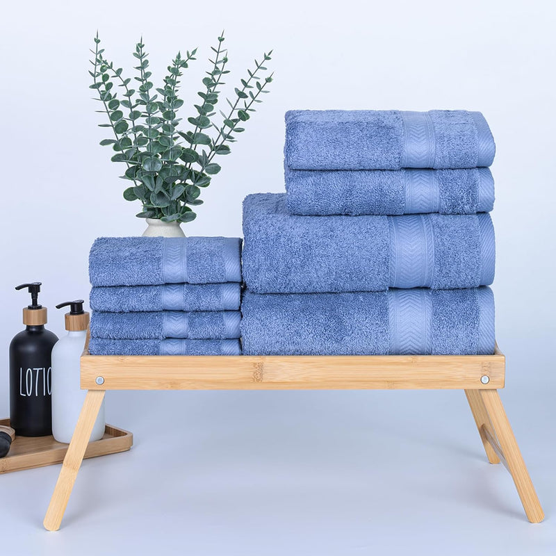 Cannon Bath Towel, 70x140 cm, 8 Piece Set, 2 Piece of 70x140cm bath towel, 2 Piece of 41x71cm Hand Towel & 4 Piece of 33x33cm Wash Cloth,100% Cotton for Bathroom, Spa & Gym (LINEN)