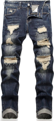 Men's Ripped Regular Fit Jeans - 3002 Blue