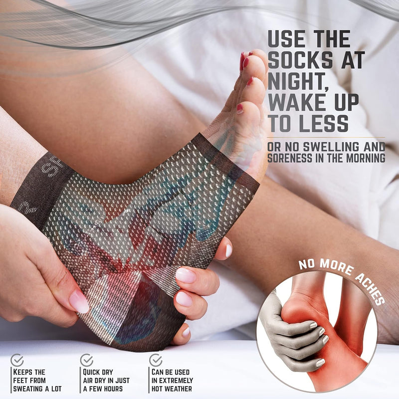 Plantar Fasciitis Socks with Arch Support for Men & Women - Ankle Compression Sleeve, Toeless Compression Socks Foot Pain Relief, Ankle Swelling Better than Night Splint, Black L/XL - L-XL Black (1 Pair)