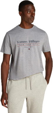 mens HILFIGER CENTER STACK TEE S/S T-Shirt - Light Grey Heather