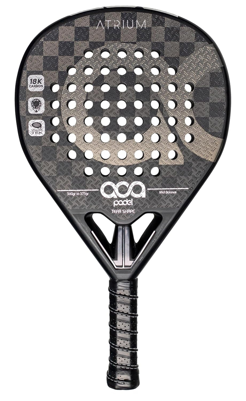 Aca Padel Atrium, 18K Carbon Faces, Progressive Eva Fusion Rubber, Drop Shape, Carbon Frame, 3D Finish.