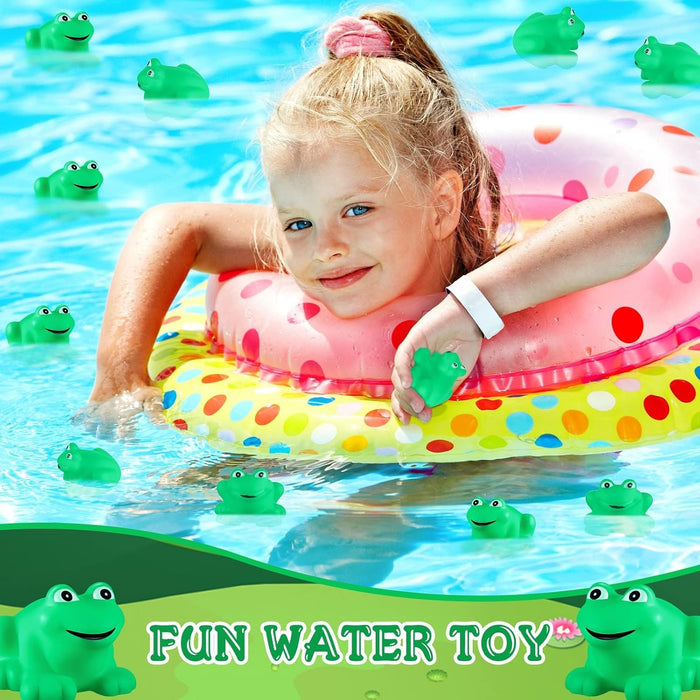 SYOSI 24 PCS Rubber Frogs Squeak Toys and Float Frogs Baby Shower Toys, Swimming Bathtub Toys for Shower Frogs Bathtub Birthday Party Decoration Boys and Girls Bath Toys