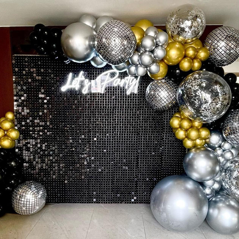 LuoluoHouse Shimmer Wall Panel Sequin Backdrop Panels 12 Packs-Iridescent Silver Backdrop for Graduation Anniversary Backdrop Wall Backdrops Engagement Decoration