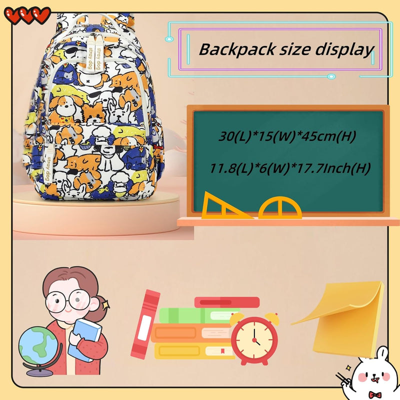 Mfikaryi Cute Cat Casual Daypack Teens Elementary School Backpack Students Bookbag for Girls Boysâ€¦