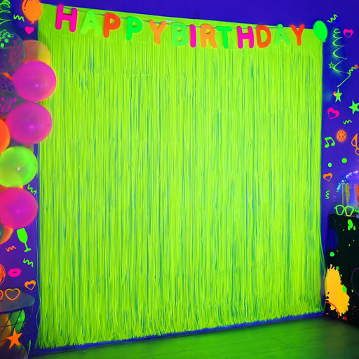 Mega-L Glow in The Dark Party Supplies 2 Pack Neon Halloween Photo Backdrop - 1 x 2 m cada uno Fluorescent Green