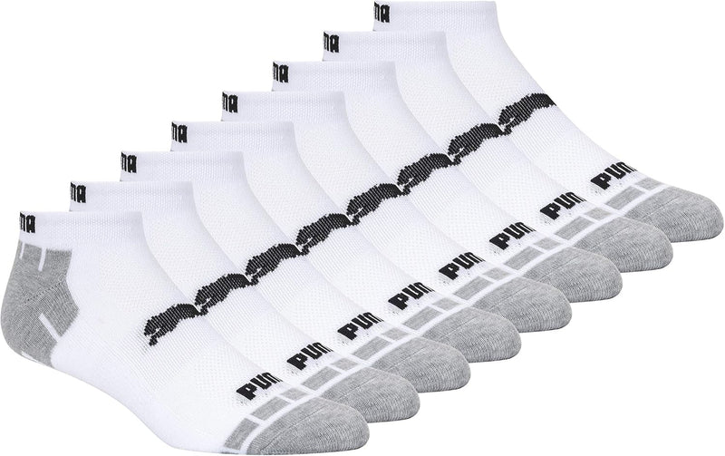 Men's 8 Pack Low Cut Socks Running Socks - White/Grey