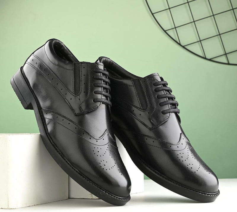 Burwood Men's Black Leather Formal Lace-Up Shoes