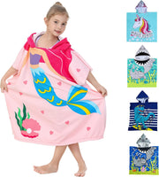 Soft Microfiber Swim Towel with Hood for Bath and Beach, for Kids Ages 3-10, Dinosaur 2 - pink Fits 3-10 years