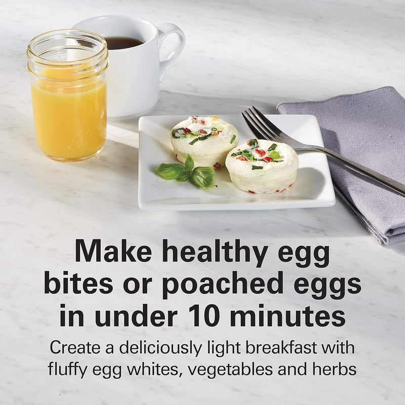 Hamilton Beach Sous Vide Style Electric Egg Bite Maker, Hard Boiled Egg Cooker & Poacher with Removable Nonstick Tray, Makes 2 in Under 10 Minutes, Teal (25511)