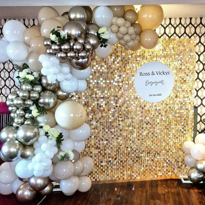 LuoluoHouse Shimmer Wall Panel Sequin Backdrop Panels 12 Packs-Iridescent Silver Backdrop for Graduation Anniversary Backdrop Wall Backdrops Engagement Decoration