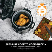 Ninja Foodi Ultimate 9-In-1 Multi Cooker With Crisping, Keep Warm Setting, One Pot Meals, 1760 Watts, 7.5 Litre Capacity, Recipie Guide, Black, OP500ME, 2 Years Warranty