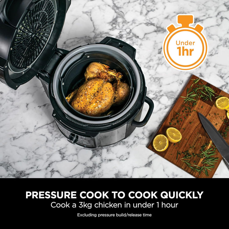 Ninja Foodi Ultimate 9-In-1 Multi Cooker With Crisping, Keep Warm Setting, One Pot Meals, 1760 Watts, 7.5 Litre Capacity, Recipie Guide, Black, OP500ME, 2 Years Warranty