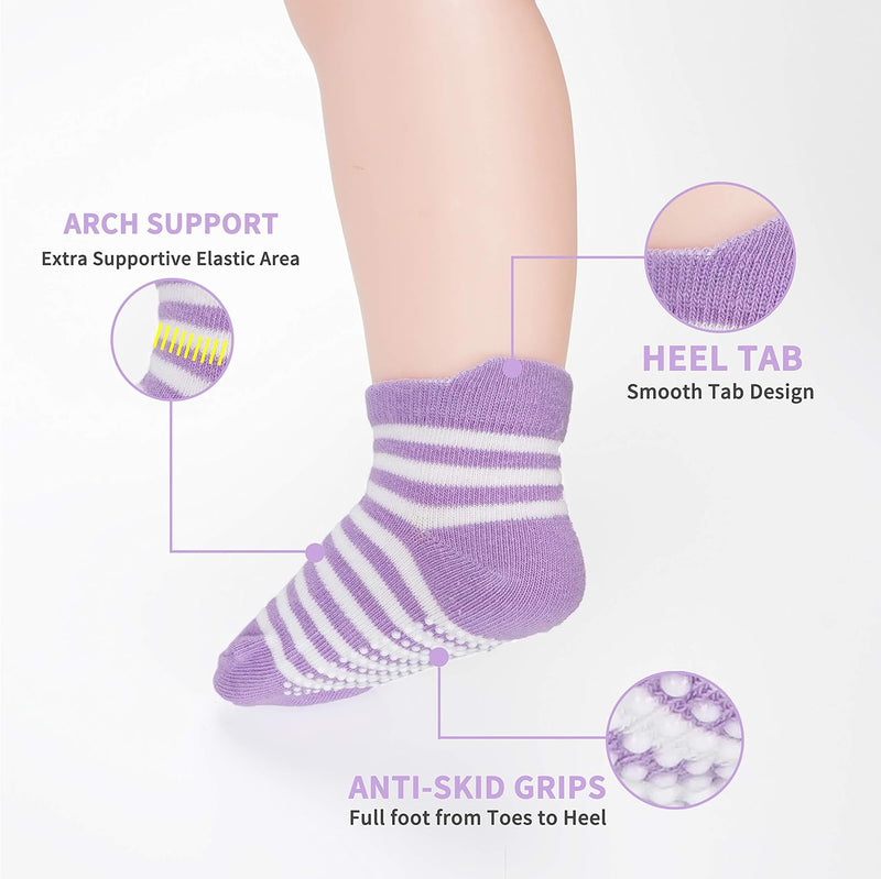 CozyWay Non-Slip Socks with Grippers - Ankle Style for Little Girls and Boys, Infants, Toddlers, Children