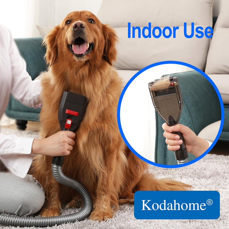 Dog Shedding Brush Vacuum Attachment - Pet Groom Tool Kit for Most Vacuum Brands, Doggy Cat Hair Deshedding Comb Fur Remover, De-shedding Removal, with Vac Extension Hose with Adapters - Universal Series