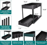 MEAFBIRD Abs 2 Pack Under Sink Organizer Tier Bathroom Cabinet Organizer With Sliding Shelf Basket, Multi-Purpose Organizers And Storage For Kitchen - black / black