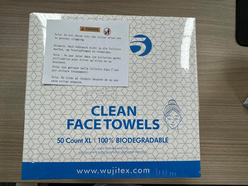 BIEWO Disposable Clean Face Towels, Cotton Face Towelette Soft Dry Wipes, Large Facial Cloths Simple Makeup Remover Wipes Thick Tissues for Sensitive Skin, 50 Ct, 1 Pack (1 PACK=50 COUNT)
