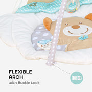 The Moon Brand Perky Baby Playmat and Activity Gym for Newborn Baby & Infant 5 Hanging Sensory Toys Visual, Hearing, Touch, Cognitive Early Development Playmat. Suitable from 0m+ 80cm - Tea Pot