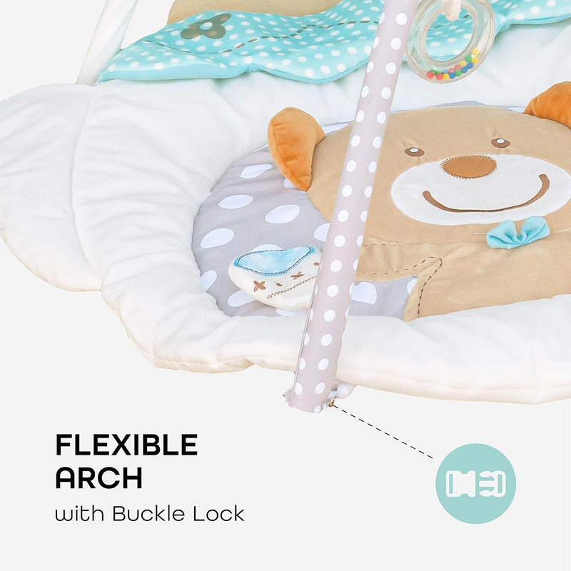 The Moon Brand Perky Baby Playmat and Activity Gym for Newborn Baby & Infant 5 Hanging Sensory Toys Visual, Hearing, Touch, Cognitive Early Development Playmat. Suitable from 0m+ 80cm - Tea Pot