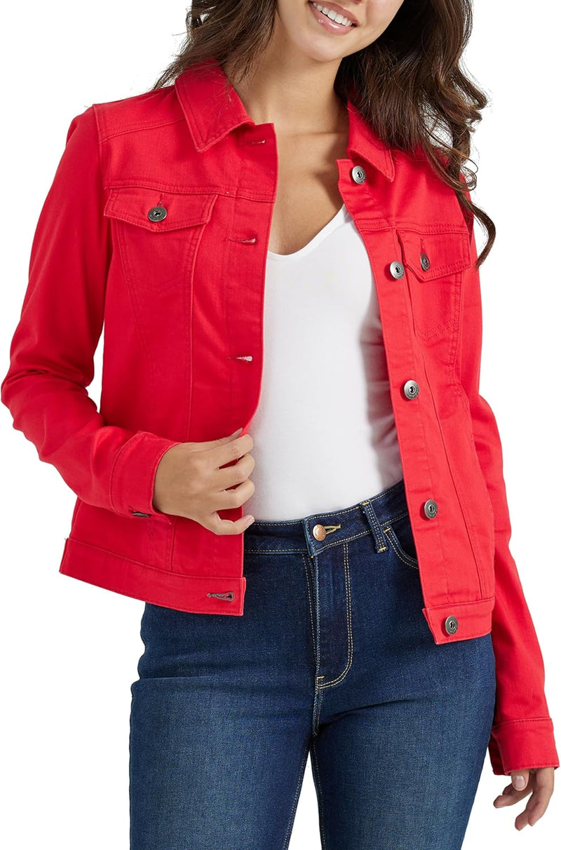 Women's Stretch Denim Jacket - Red