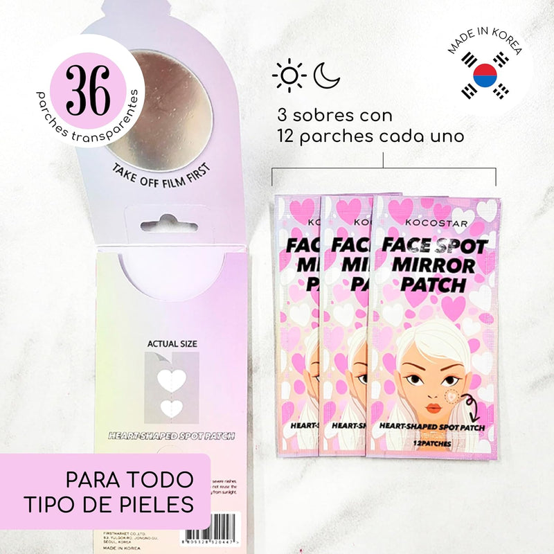 Kocostar Heart Shape Face Spot Patch With Attached Mirror Targeted Treatment For Blemishes Convenient Application 3Pouch/12 Spot Patches