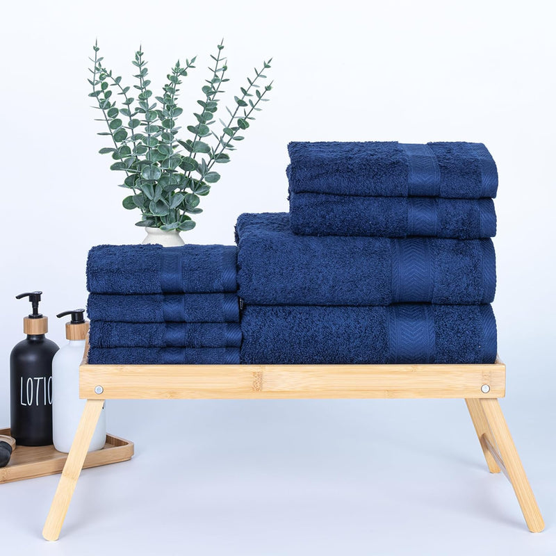 Cannon Bath Towel, 70x140 cm, 8 Piece Set, 2 Piece of 70x140cm bath towel, 2 Piece of 41x71cm Hand Towel & 4 Piece of 33x33cm Wash Cloth,100% Cotton for Bathroom, Spa & Gym (LINEN)