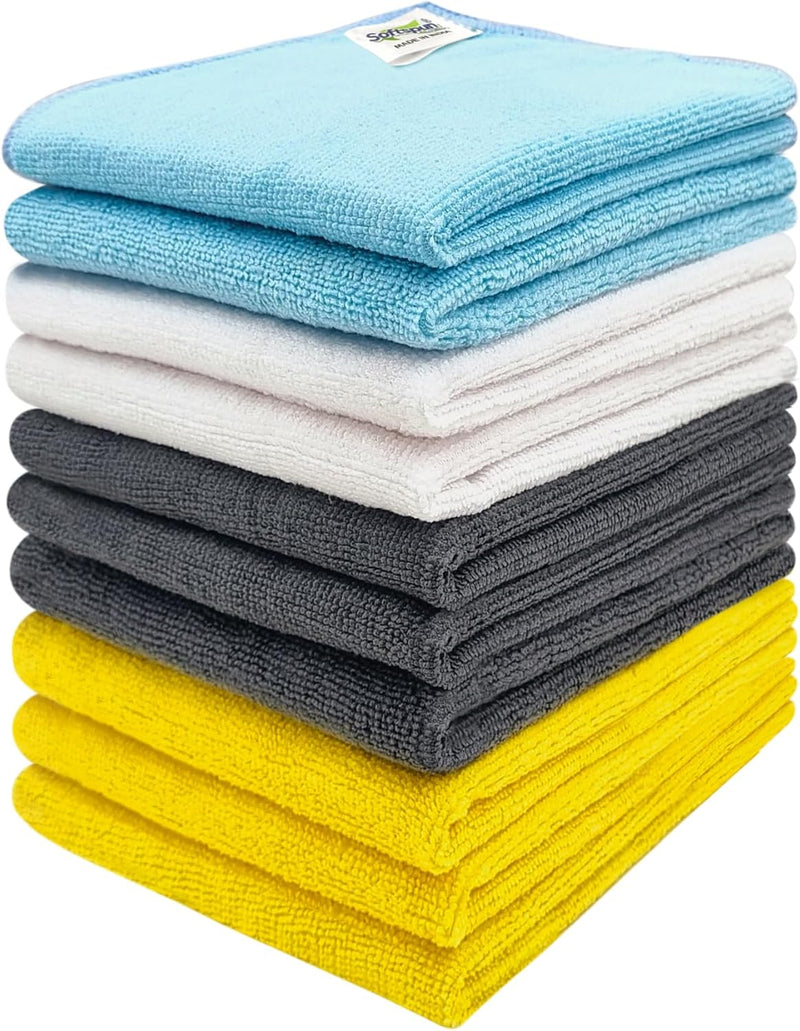SOFTSPUN Microfiber Cleaning Cloths, 10 pcs 30x35ms 280GSM Multi-Color Highly Absorbent, Lint and Streak Free, Multi - Purpose Wash Cloth for Kitchen, Car, Window, Stainless Steel