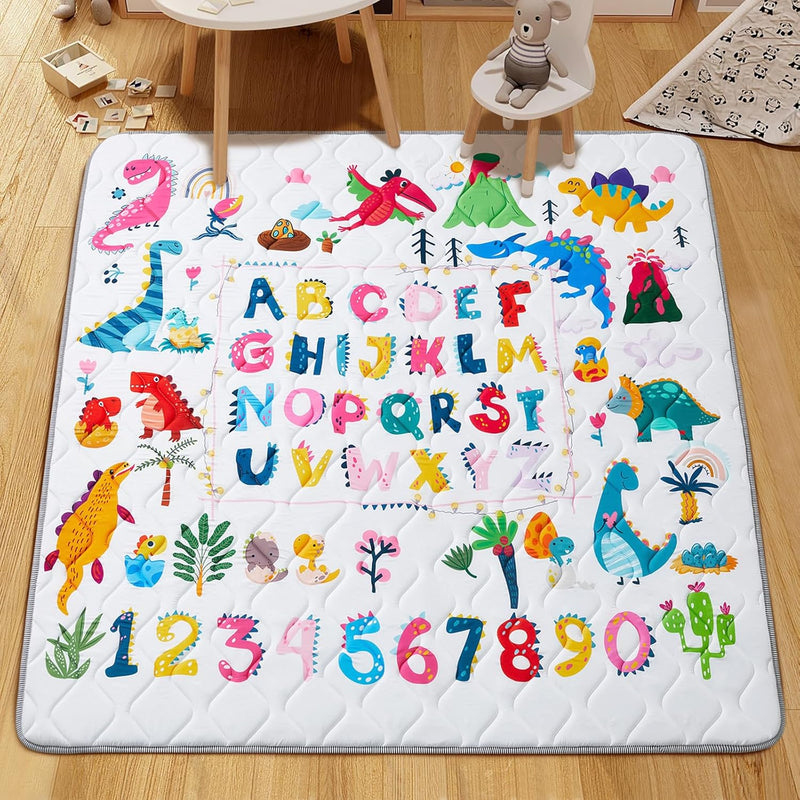 Baby Play Mat for Floor Baby Crawling Mat Foldable Play Mat Thicken Soft Padding Playmats for Babies and Toddlers Infants Easy Care Machine Washable (50" x 50", Leaf)