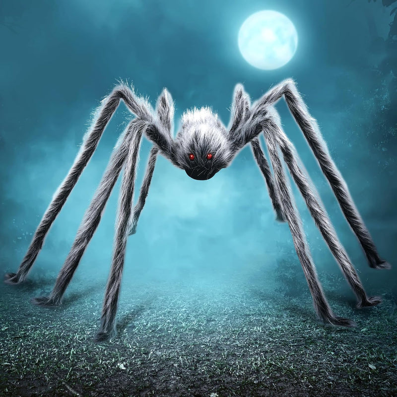 JOYIN Halloween Outdoor Decorations Giant Spider, Scary Large Spider Props for Yard Lawn Halloween Outside Decor and Indoor Party Decor, Black (Standing Height is 15 inches) - Grey