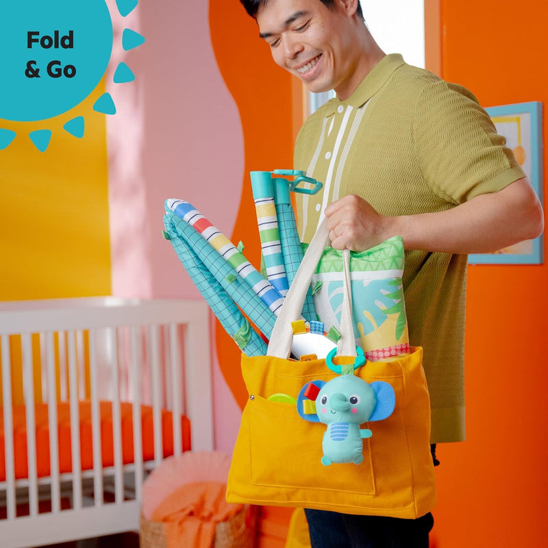 Bright Starts - Wild Wiggles FoldAway Activity Gym & Play Mat with Take-Along Toys, 0-12 months