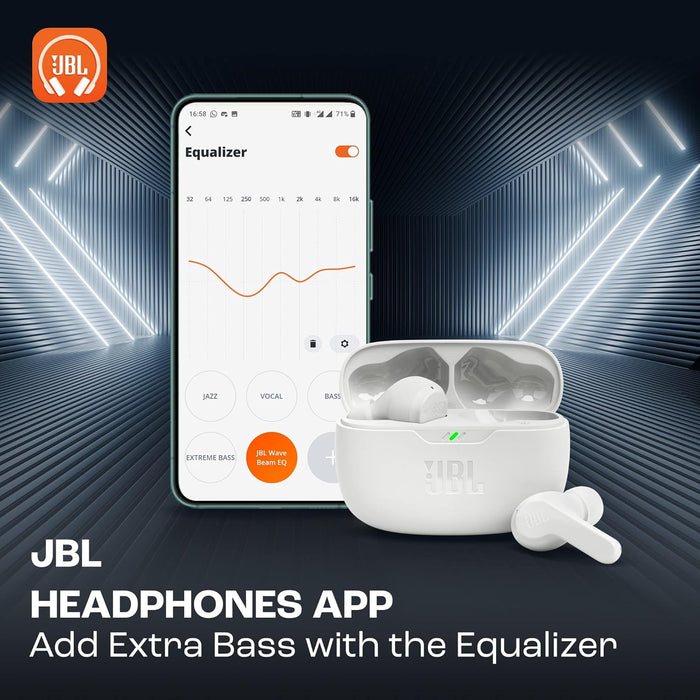 JBL Wave Beam 2 Adaptive Noise Cancelling with Smart Ambient True Wireless Earbuds, Deep Bass, Comfort Fit, 40H Battery, Hands-Free + VoiceAware, Water and Dust Resistant - Black, JBLWBEAM2BLK