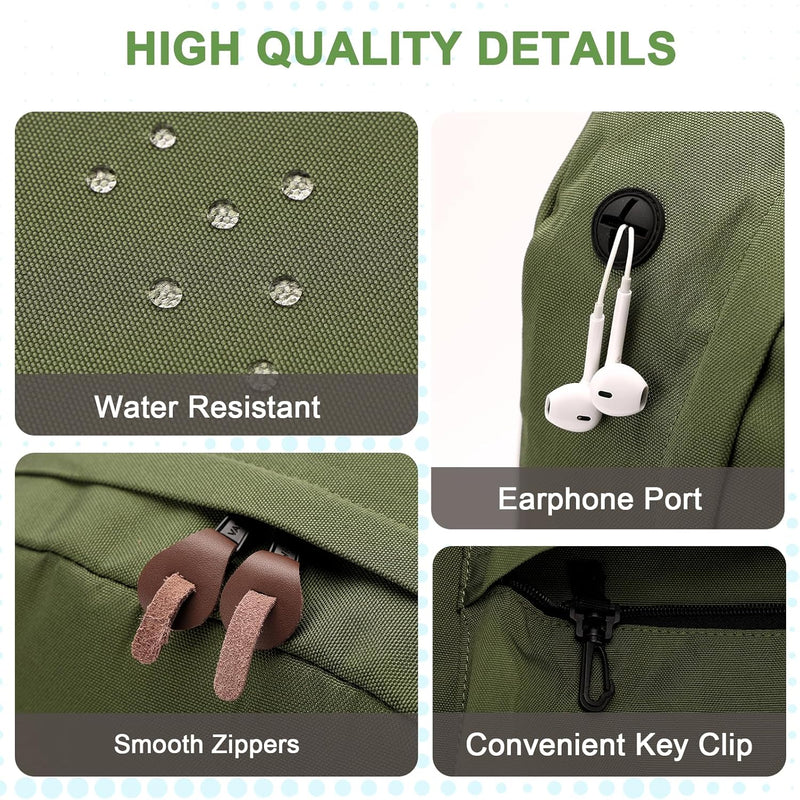 VASCHY Men's Backpack, Women's Waterproof School Bag, Boy Girl Computer 15.6 Inch Vintage for School, College, Work, Travel, Leisure