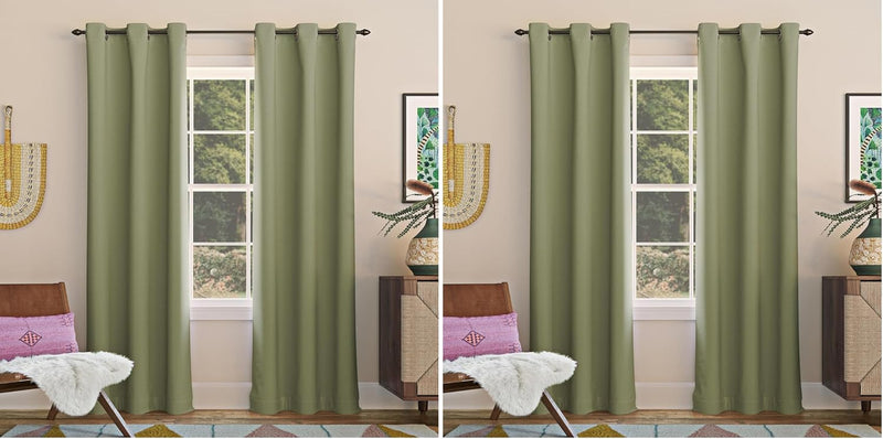 Sun Zero Easton Blackout Energy Efficient Grommet Curtain Panel, Pearl , 40" x 120" , 57796 - Sage Green 101.6W x 213.4L cm (1 Panels) (Pack of 2)
