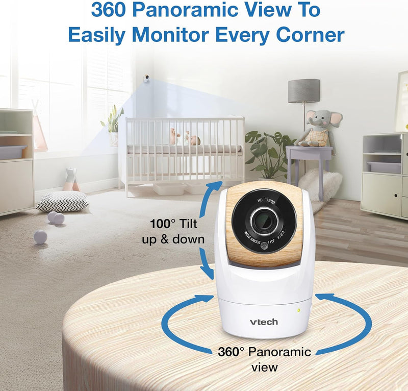 VTech VM924 Remote Pan-Tilt-Zoom Video Baby Monitor, 5" LCD Screen, Up to 17 Hrs Video Streaming, Night Vision, Up to 1000ft Range, Soothing Sounds, 2-Way Talk, Temperature Sensor,Secured Transmission