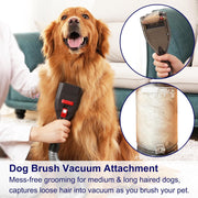Portek Dog Hair Vacuum Attachment for Most Vacuums, Pet Shedding Brush Grooming Tool Kit with Long Extension Hose and Adapter (Universal Style) - Universal Style
