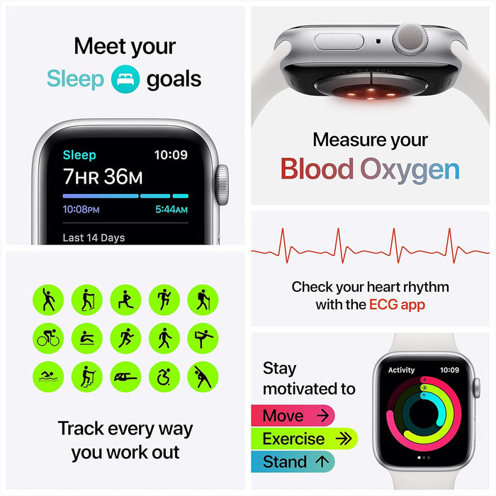 Apple Watch Series 6 (GPS, 44mm) - Space Grey Aluminium Case with Black Sport Band (Renewed)