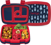 Bentgo Kids Prints Leak-Proof, 5-Compartment Bento-Style Kids Lunch Box - Ideal Portion Sizes for Ages 3 to 7 - BPA-Free, Dishwasher Safe, Food-Safe Materials (Dino Fossils) - Rocket