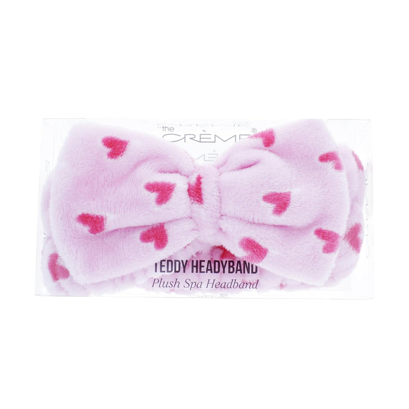 The Crème Shop Classic Pink Teddy Headyband with Pink Hearts