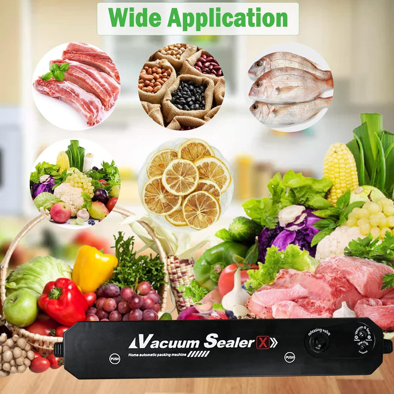Vacuum Sealer with 10 Sealer Bag Vacuum Sealer Machine Automatic Food Vacuum Sealer for Food Savers Storage Household Black Food Sealer