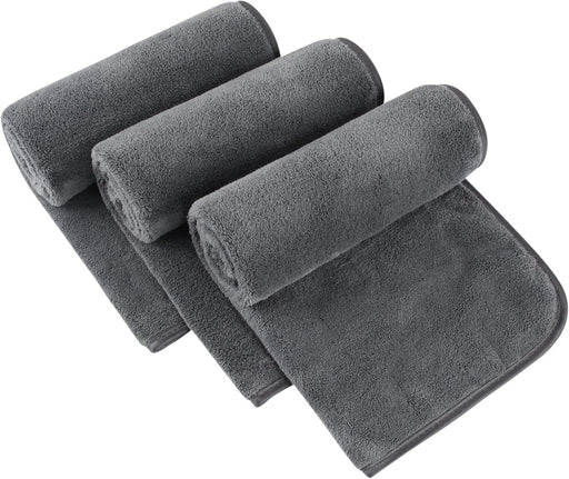 SINLAND Microfiber Face Towels Ultra Soft Facial Washcloths Face Cloth for Bath 12Inch x 12Inch 6 Pack - grey, Dark Grey 16Inch x 30Inch