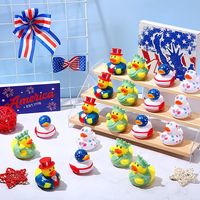 Jerify 96 Pcs 2 Inch Patriotic Rubber Ducks Summer Small Shower Float Rubber Ducks Star Rubber Ducky for Bath Birthday Gifts Baby Showers Beach Pool 4th of July Independence Day (Stylish)