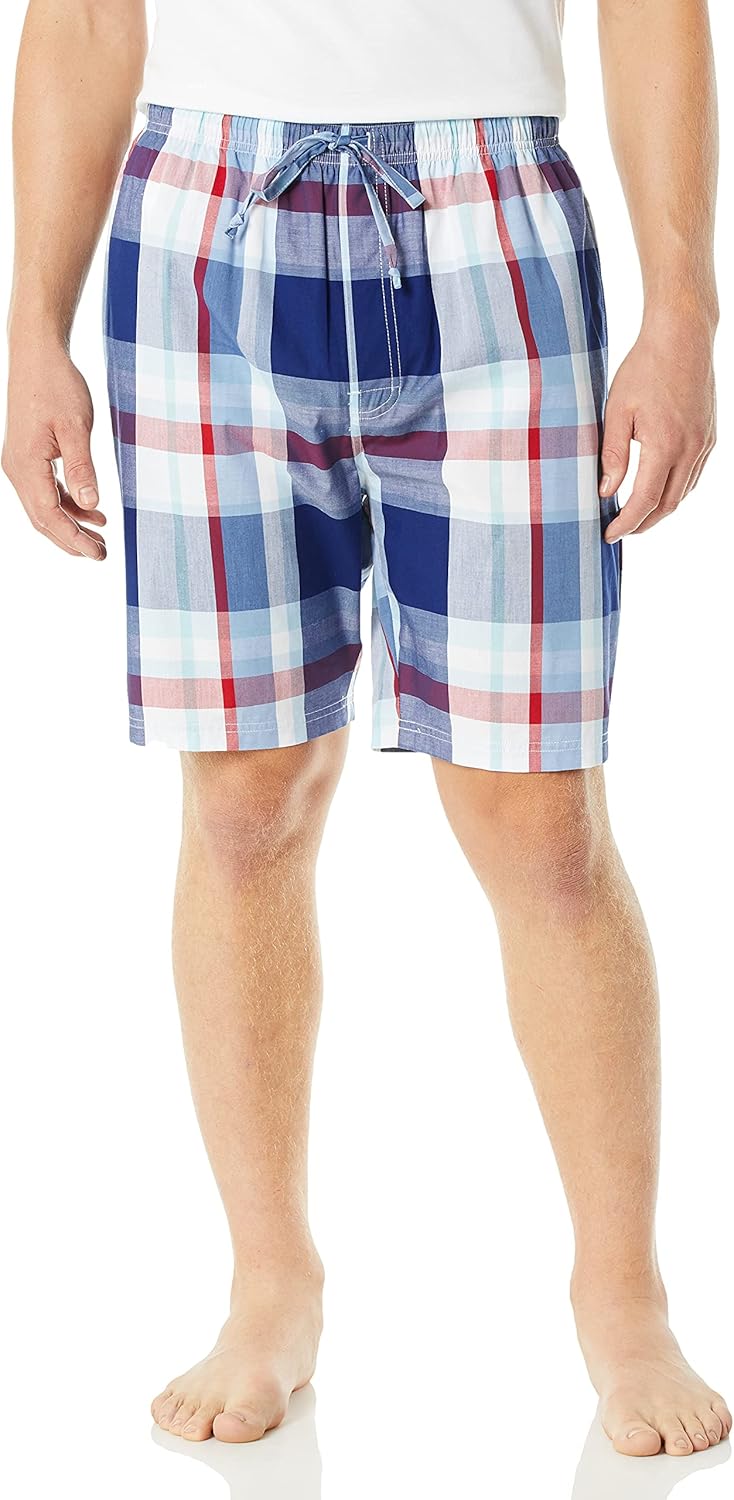 mens Soft Woven 100% Cotton Elastic Waistband Sleep Pajama Short Soft Woven 100% Cotton Elastic Waistband Sleep Pajama Short - Deep Blue