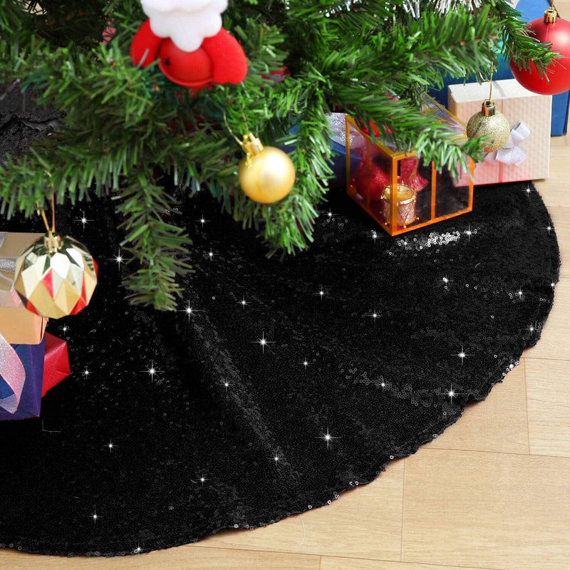 B-COOL Black Sequin Backdrop Curtain Glitter - Halloween Black Backdrop 2 Panels 4ftx8ft Curtain Drapes Shiny Background for Parties Shimmer Wall Backdrop Cloth