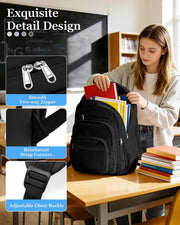WEPOET Backpack Women Men School Backpack Large with Many Compartments Waterproof Backpack Lightweight for School Backpack Teenager Daypacks Backpack for Boys Girls, A1 black, Rucksack Backpacks