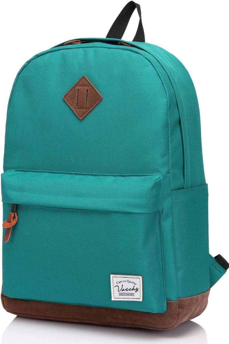 VASCHY Men's Backpack, Women's Waterproof School Bag, Boy Girl Computer 15.6 Inch Vintage for School, College, Work, Travel, Leisure