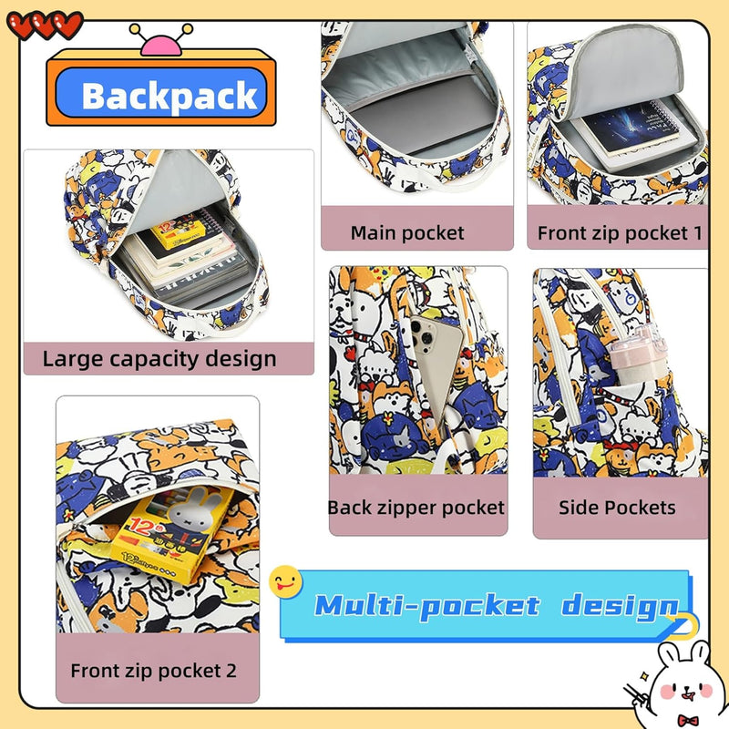 Mfikaryi Cute Cat Casual Daypack Teens Elementary School Backpack Students Bookbag for Girls Boysâ€¦