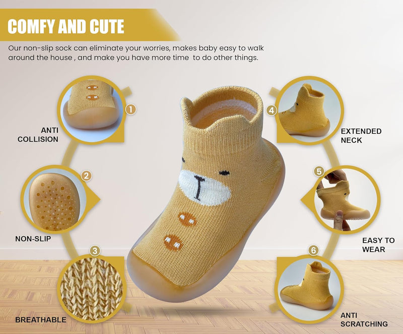 Dookeh Baby Sock Shoes Boys Girls First Walking Shoes Non-Slip Slippers Soft Sole Sneakers Toddler Infant Babygirl